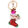 Crystal beaded Christmas socks shape keychain,3D ruby pearl rhinestone Xmas sports sneaker shoe boots key chain ring pendants