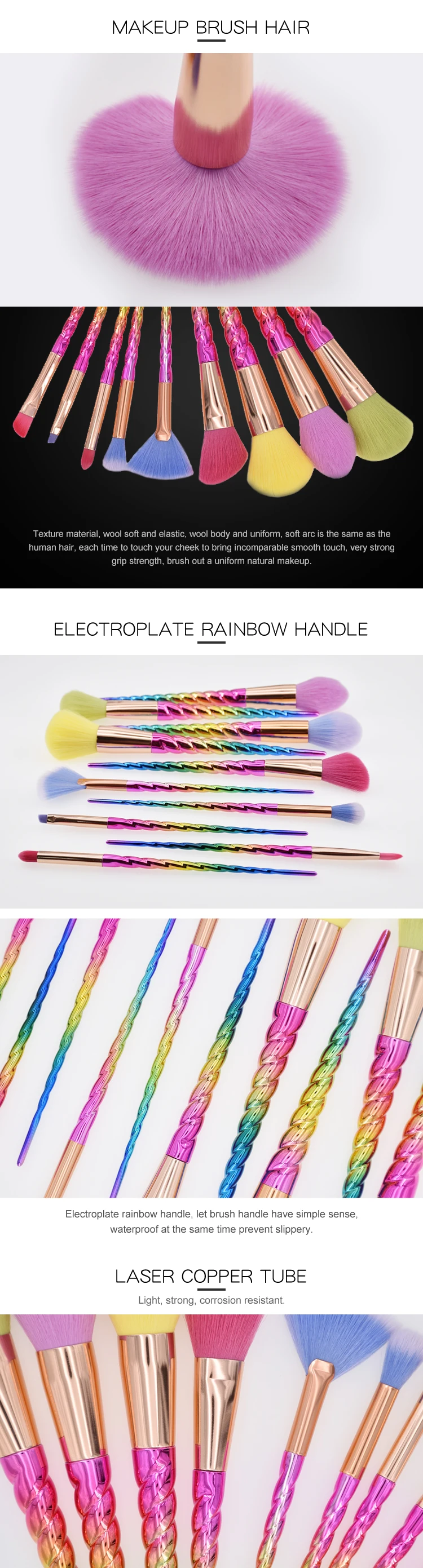 Amazon Premium Private Label Rainbow Makeup Brushes Set - Buy Rainbow ...