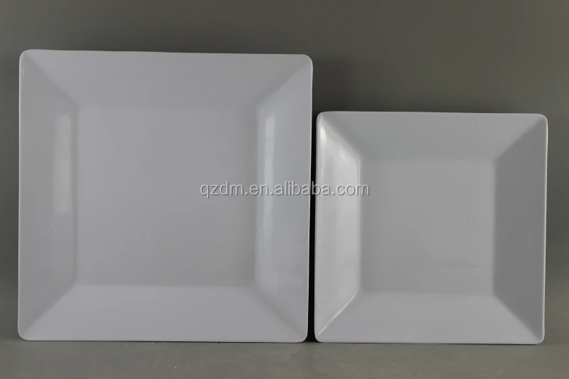 8-10inch Mealmine white Square Plate Plasict Dinner Plate