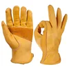 Cheap Waterproof Safety Driver Cow Grain Leather Working Gloves Yellow .