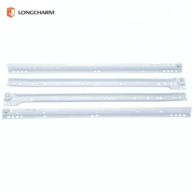 Metal Roller Bottom Fix Drawer Runners White 300mm