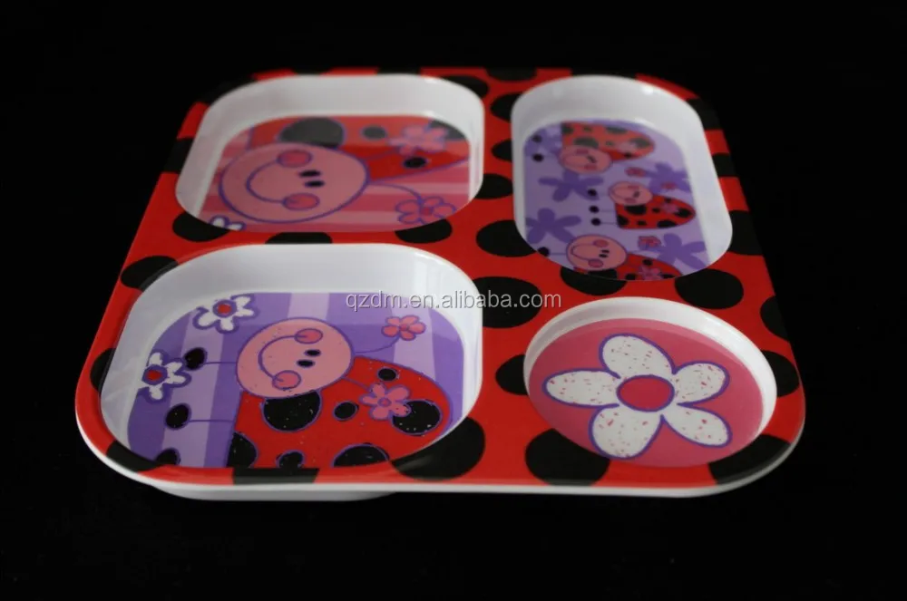 Melamine 4 Section Dinner Plate Plastic Children Divide Plate