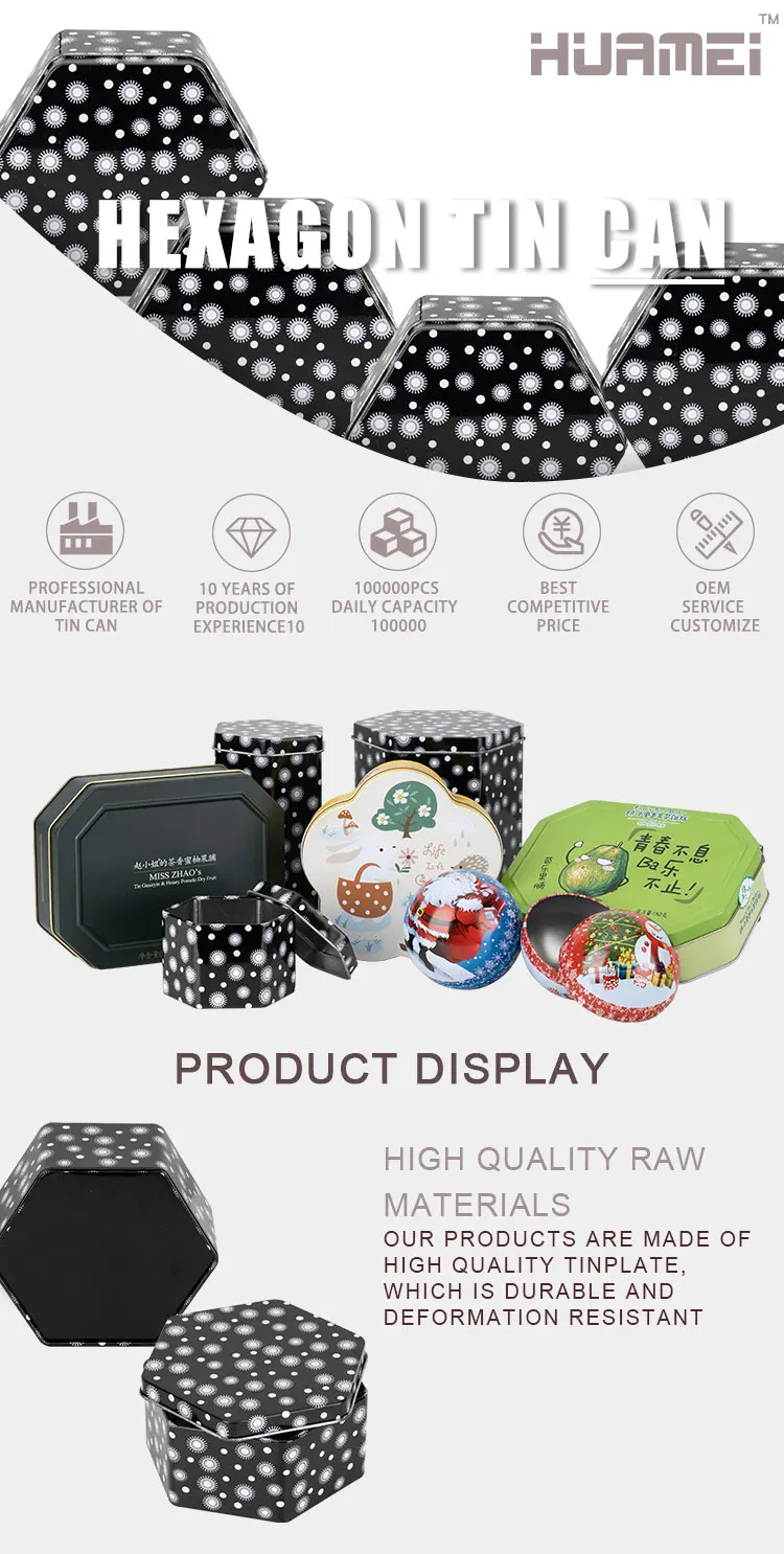 Wholesale Food Grade Custom Printed Hexagonal Tin Box Manufacturer