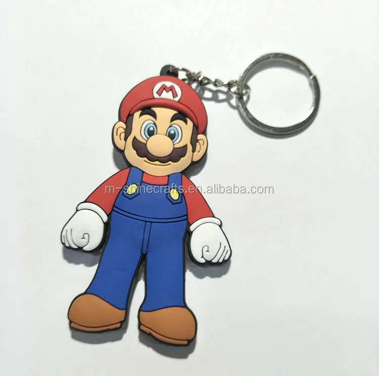 3PC 3D Mario Soft Rubber Keyring Keychain Double Sides New 