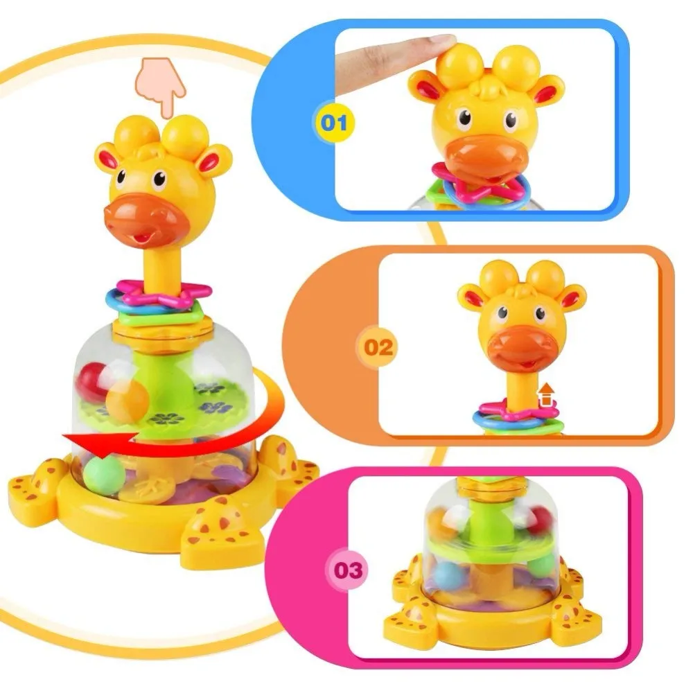 Baby Funny Rotary Baby Rattle Swirl Ball Giraffe Spinner With Colorful