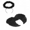 Fancy Dress Angel Halloween Fluffy Halo And Wings Black Bad Hen Party Prop CA1043