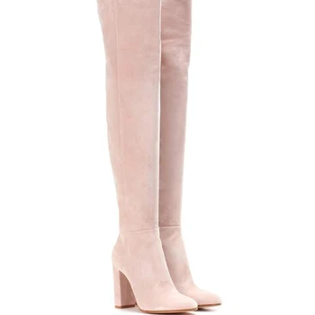 Wholesale Light Pink Suede Thigh High 