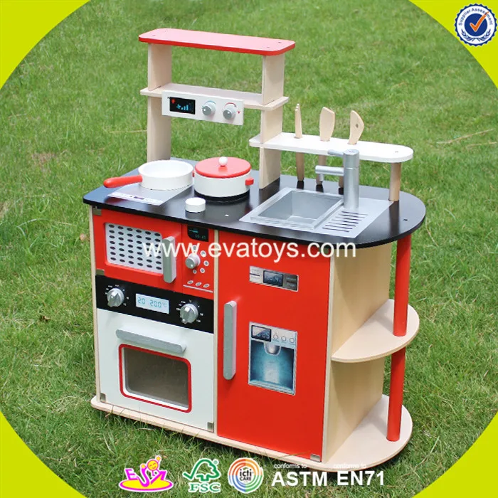 2018 Wholesale Toddlers Wooden Kitchen Toy New Design Red Kids Wooden