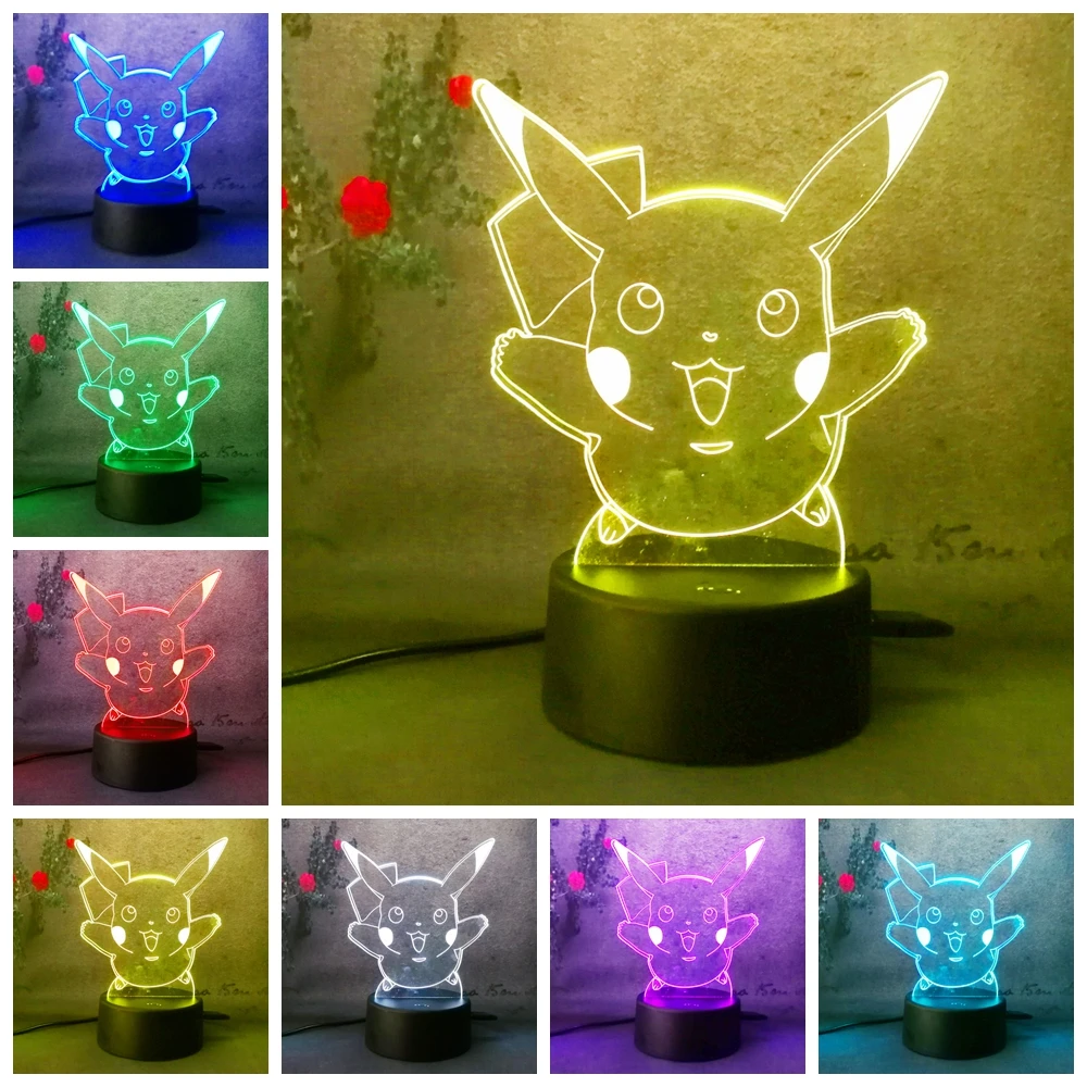 Pokemon Pikachu 3D LED Tischlampe Nachtlicht Nachttischlampe Leselampe Xmas Gift 