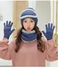 4pcs of Set Winter Warm Knitted Hat Gloves Scarf Mask Collar Ball Caps Scarf Girls Cold Weather Accessory NA171
