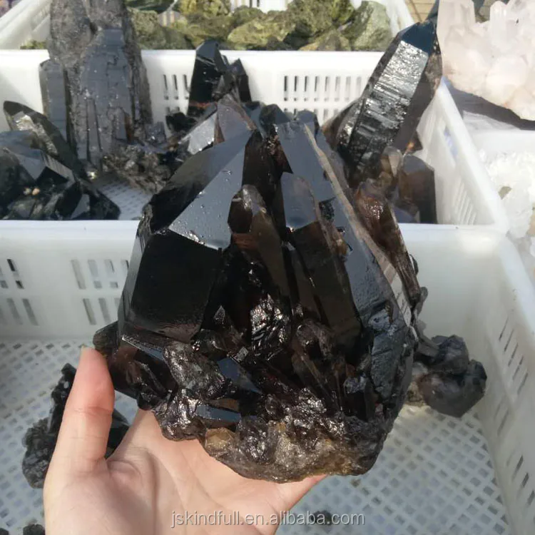Top sale natural black quartz cluster smoky quartz crystal cluster for sale