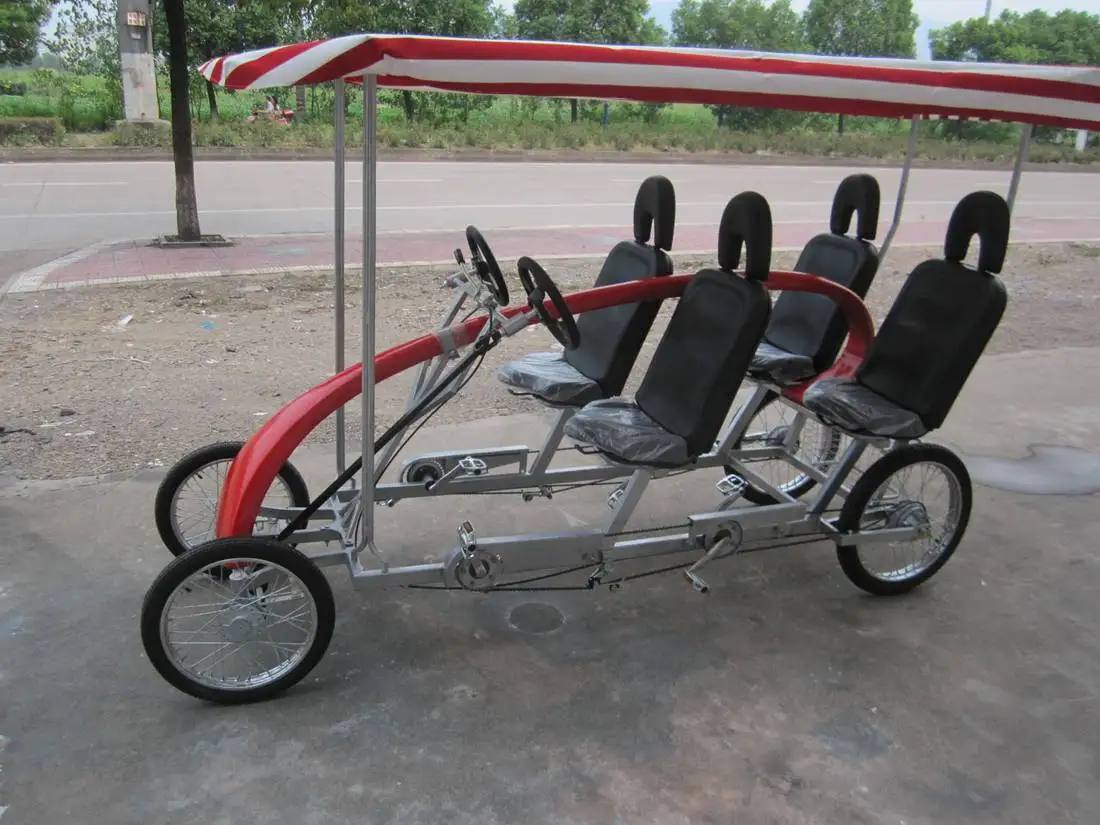 Deluxe Electric 4seater Roadster Bike With Led Lights Surrey Quadricycle Buy Surrey Bike