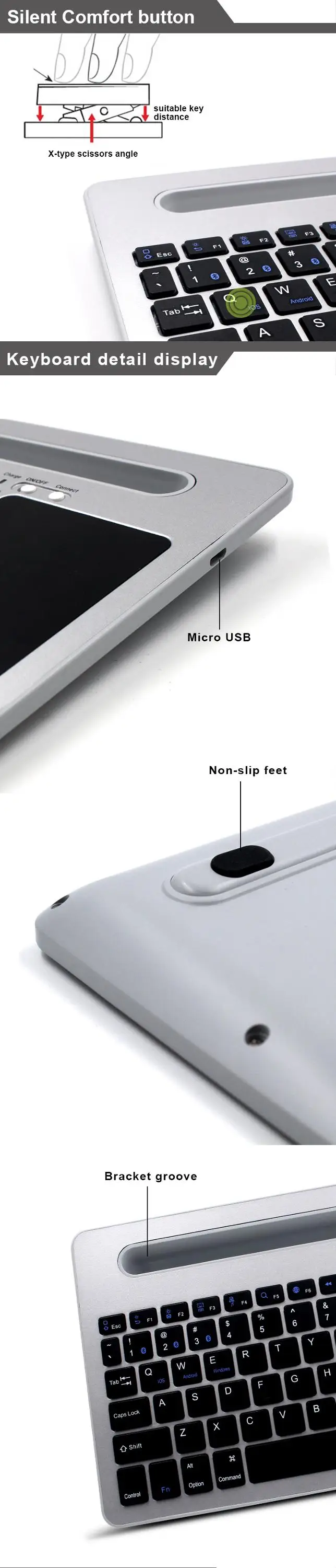 Universal Wireless Bluetooth Keyboard Bcm20730 With Touchpad Stand