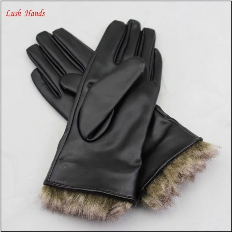 ladies PU working leather gloves women winter