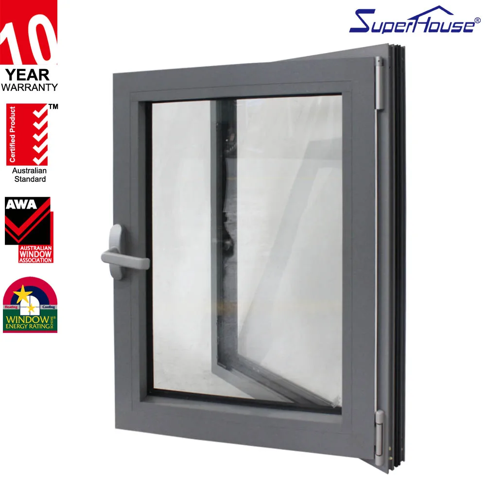 Tempered Glazed Window For Home Decoration Aluminum Tilt And Turn Window