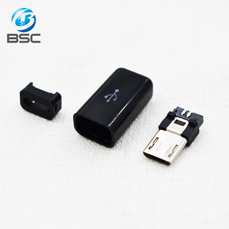 Micro Usb Type B Male Plug Connector Kit Solder Jack 5 Pins 180 Degree