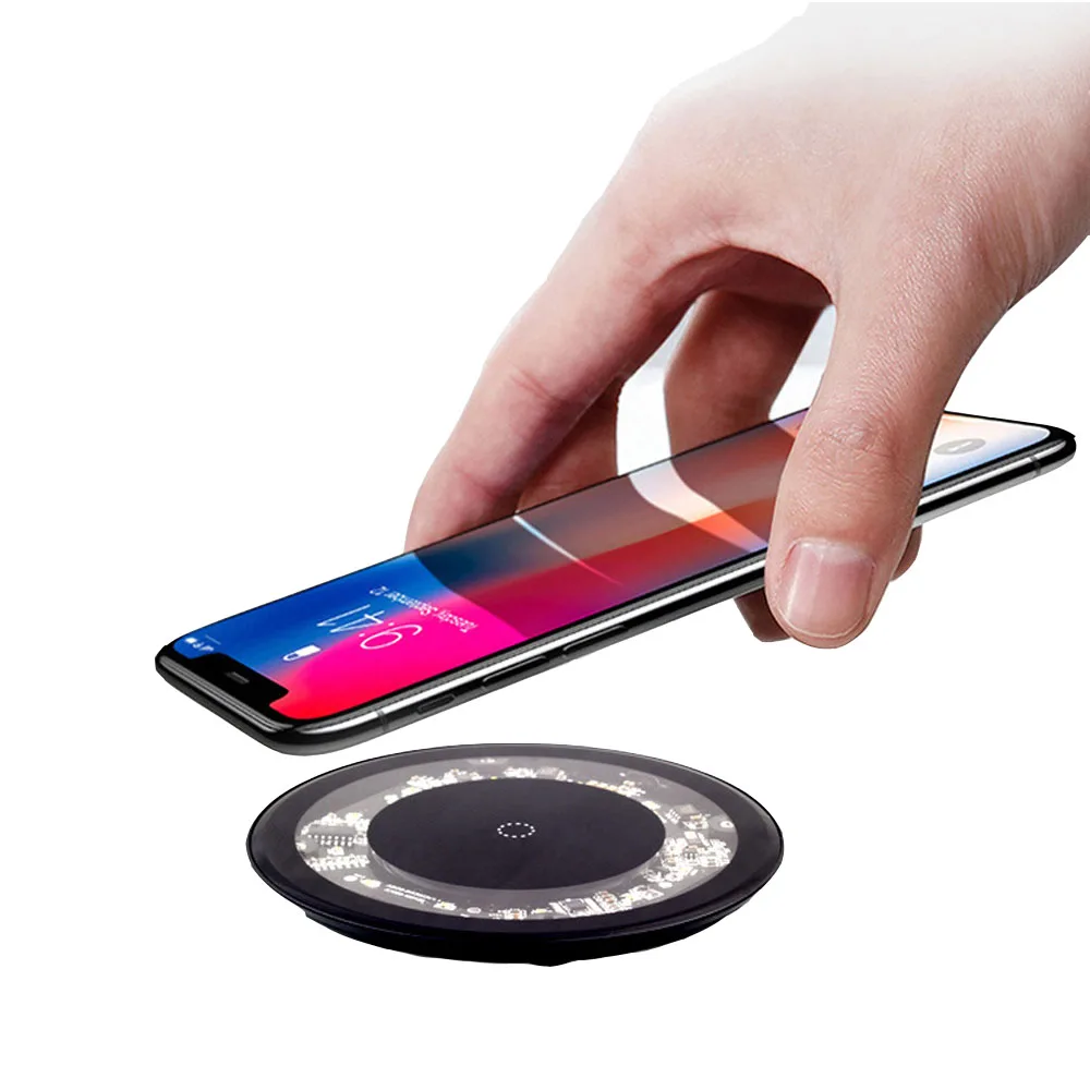 10w Fast Qi Wireless Charger For Iphone Xs Max/xr/xs/x/8/for Samsung Galaxy Note 9/8/s9/s8 Clear