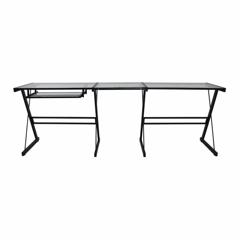Black Color Modern Office Desk Executive Ceo Desk Glass Office Table In
