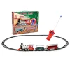 Hot sale red plastic electric track kid gift toys lighting music battery rail smoking rc railway train