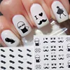 Black white nail water decals fine nail transfer stickers cartoon nail art designs decoration