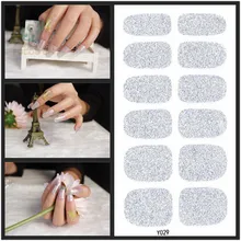 Y029 Bling Auto Adhesive Shimmering 3d Pure Silver Nail Art Polish Christmas Nails Stickers Wholesale