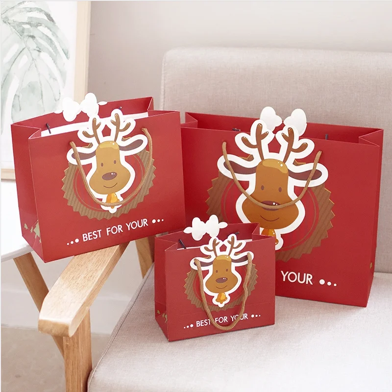 Custom Wholesale High Quality Christmas Shopping Packing Paper Bag Gift