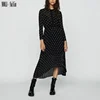 China manufacturer wholesale Polka dot long dress white and black polka dot dress