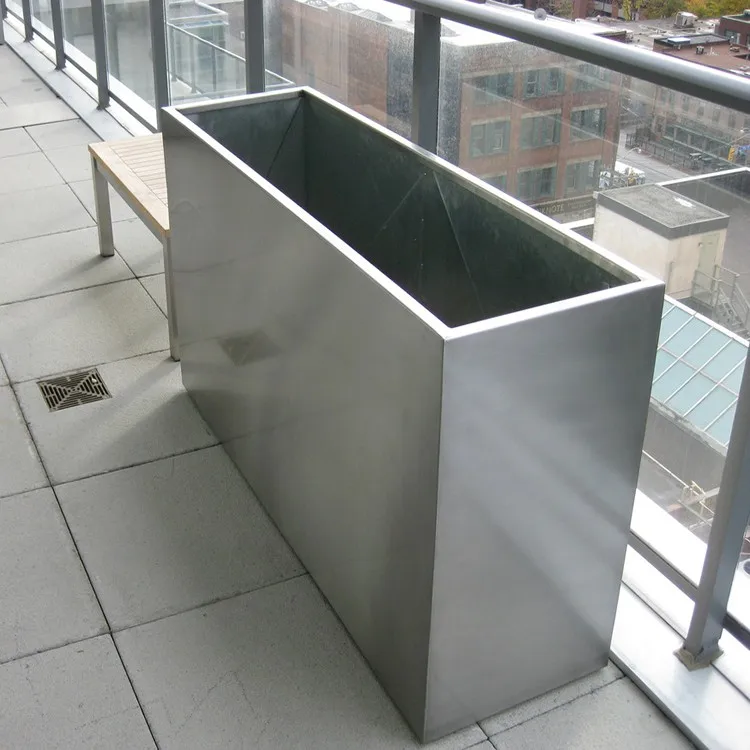 Square Planters Large Outdoor Brushed Stainless Steel Buy Lanters