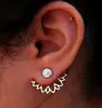 2017 Lotus Crystal Jacket Flower Stud Earrings For Women fashionJewelry Double Sided Gold Silver Plated earrings