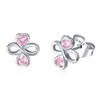 Infinity Stud Earrings 925 Sterling Silver Pink Heart CZ Earrings Valentines Day Gift for Women Girls