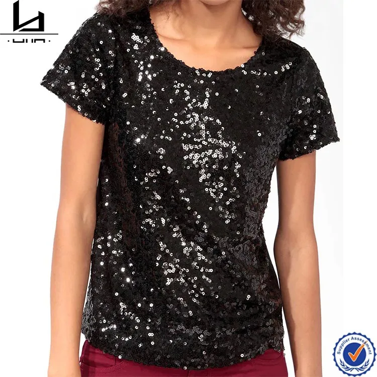 womens black glitter top