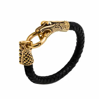 Men Bracelet Leather Dragon Jewelry Stainless Steel Men Bracelet Leather Dragon Jewelry Stainless Steel Jewellery Mens Gold