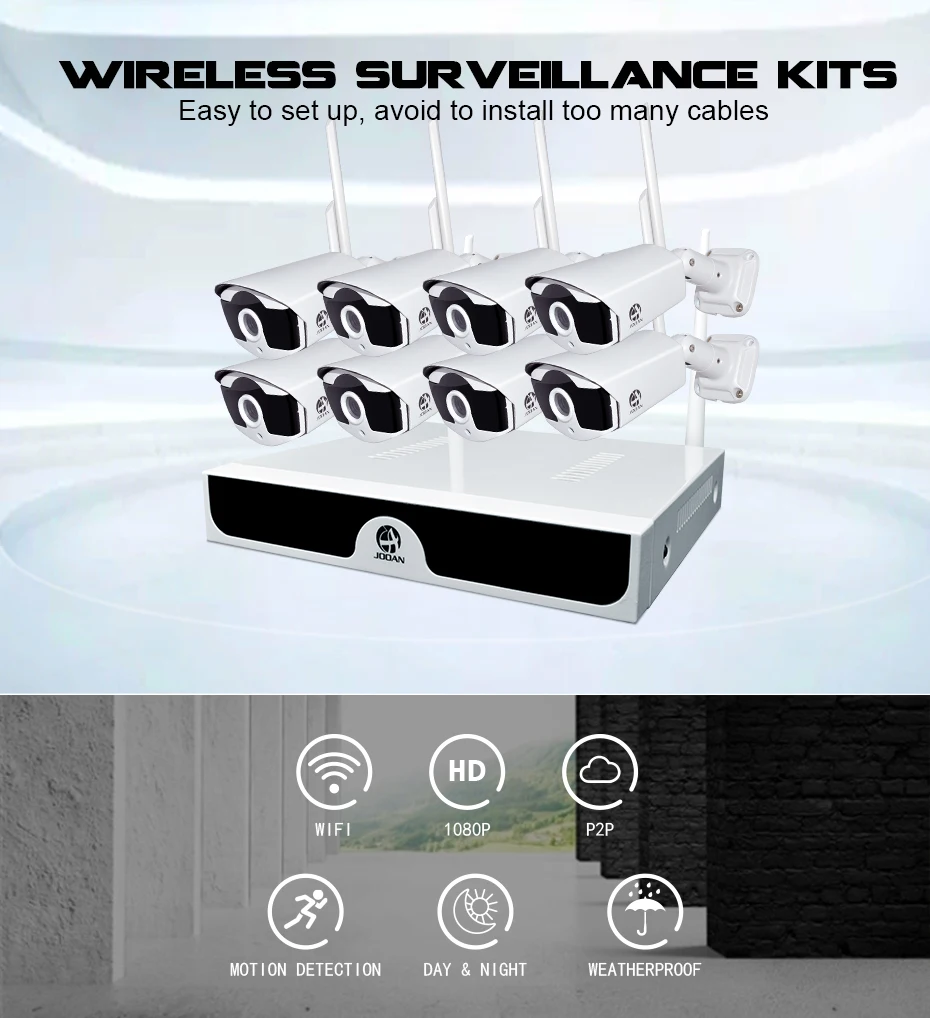 Jooan 8 Ch Cctv Camera System Wifi Kit Camera Wireless Nvr Cctv Kit