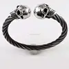Latest Designs Stainless Steel Skull Cable Wire Bangle Mens Bracelet Cuff