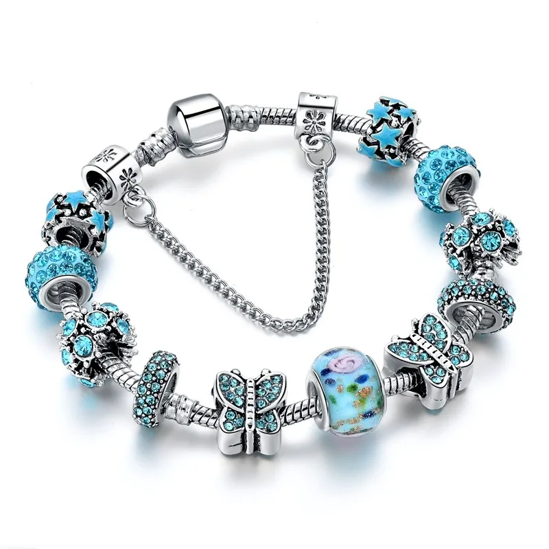 March Birthstone Heart Blue Rhinestone Dangle Charm for European Bead Bracelets Fashion Jewelry for Women Man March Birthstone Heart Blue Rhinestone Dangle Charm for European Bead Bracelets Fashion Jewelry for Women Man