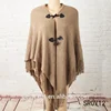 winter fashion ladies knitted tassel sweater ponchos with horn button shawl wraps