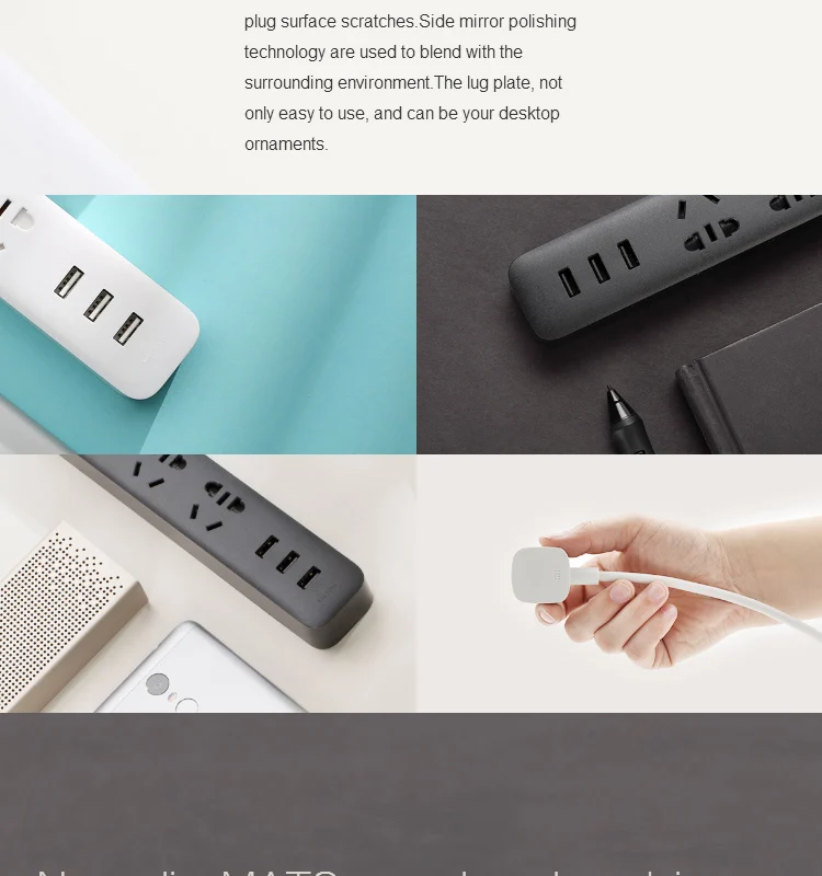 100 Original Xiaomi Powerstrip Outlet Socket 3 Usb Standard Extension