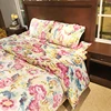 4 PCs king size polyester printed flannel fleece bed sheet set with flower patterns