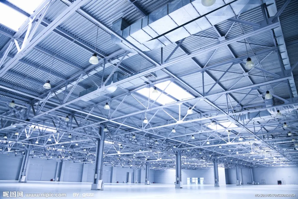 light Structural steel warehouse with factory crane