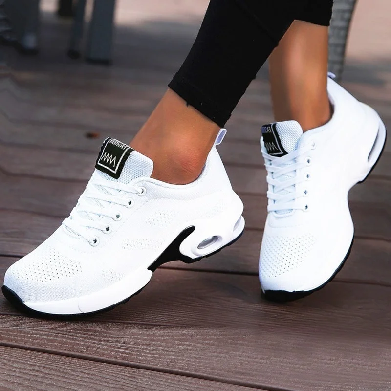 URDAR Zapatillas De Deporte Mujer Running Sneakers Antishock Zapatos de Deportivas CordonesTranspirables Ligeras Zapatillas Casual 