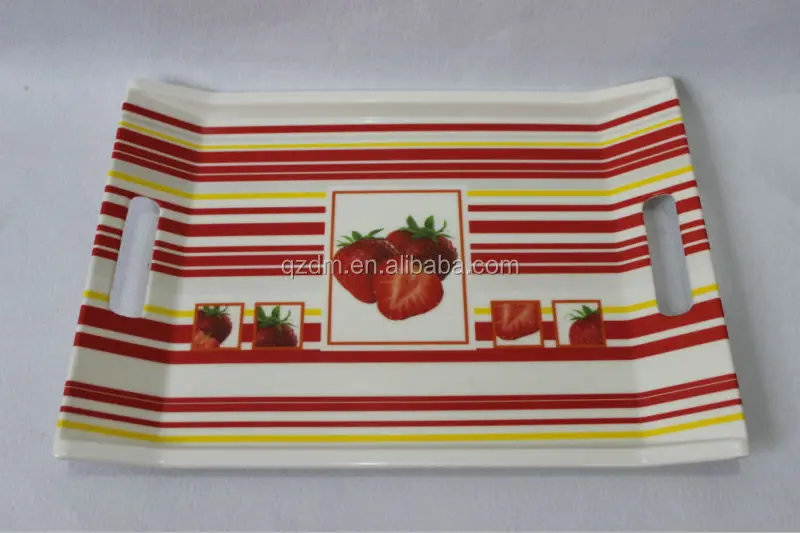 melamine tray with two handle food safa strawberry printing