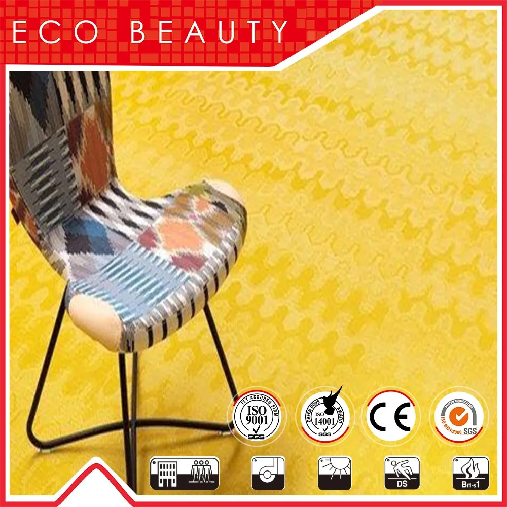 Ecobeauty Yellow Color Waterproof Pvc Woven Vinyl Flooring Rolls Vinyl