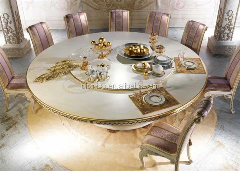 Nouveau Round Dining Table With Lazy Susan,Luxurious Large Round Dining