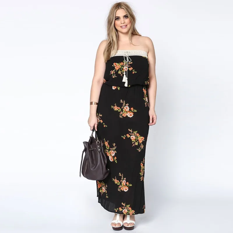 Wholesale Indian Dress Design Patterns Women Plus Size Floral Crochet Dress With Strapless Insides Empire Waist Long Dress Buy Dress Women Dress Oversized Dress Product On Alibaba Com