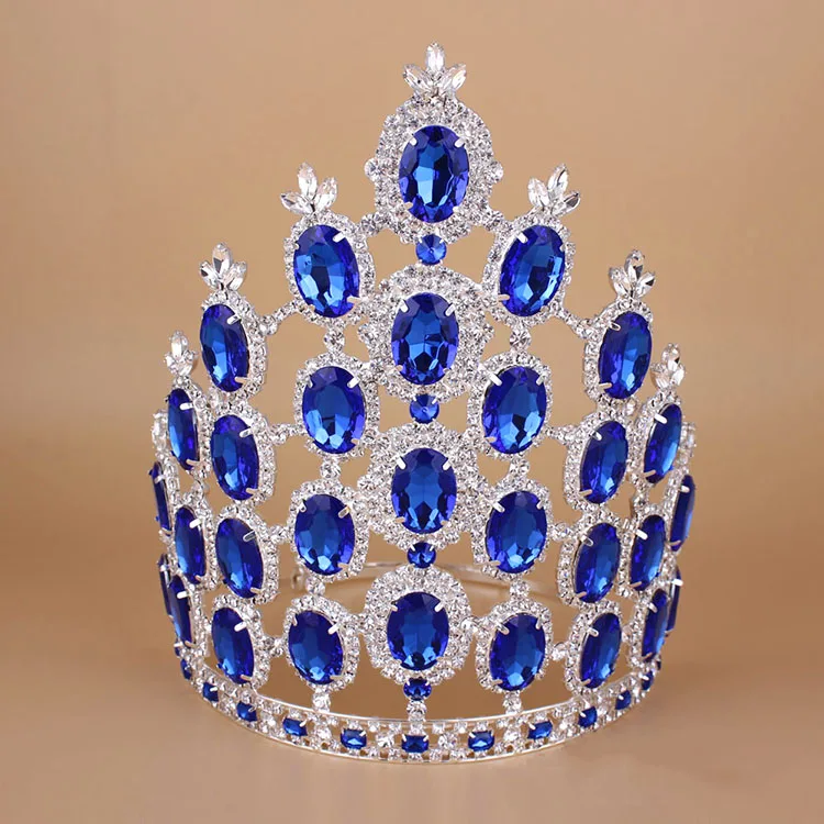 High Quality Festival Blue Crystal Pageant Tiaras And Crowns Buy Blue