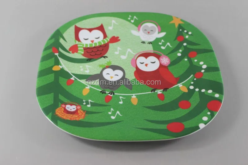 Square Melamine dinner plate ,Christmas Dishes , X'mas Food Plate