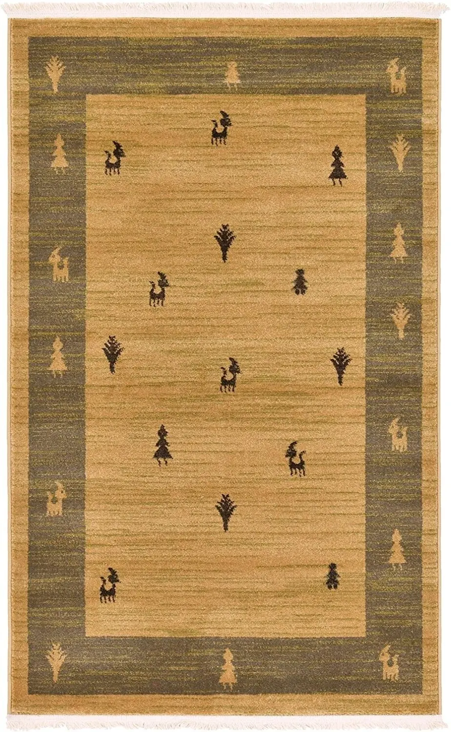 A2Z Rug 3.2-Feed-by-5.2-Feed Gabbeh Collection Area Rug - Tan Modern & Traditional rugs for living room - rugs for dining room & bedroom - Floor Carpet