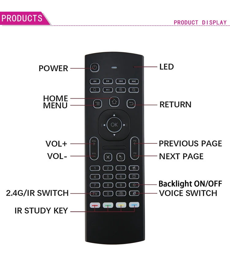 Super General Tv Remote Control With 7 Light Color For Random Selection