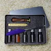 New Item Mini feather quill pen set, wax, stamp mark tin set