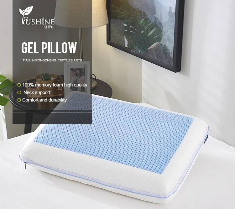 Hypoallergenic portable hotel bed sleeping headrest cooling gel memory foam pillow